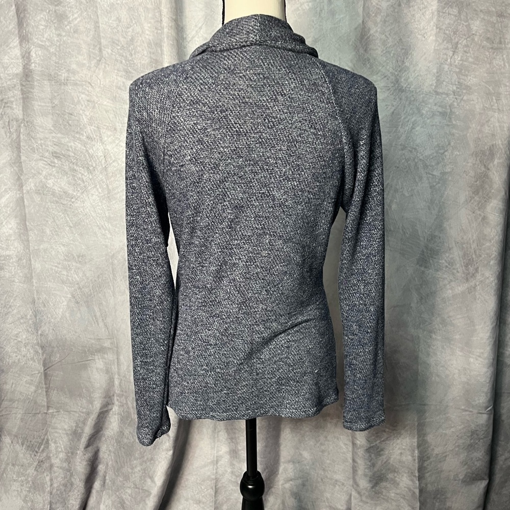INC International Concepts Blue Asymmetrical Zip Front Drape Neck Cardigan-Large - Picture 5 of 10